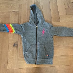 NEON STRIPED AND PINK LIGHTNING BOLT AVIATOR NATION SWEATSHIRT